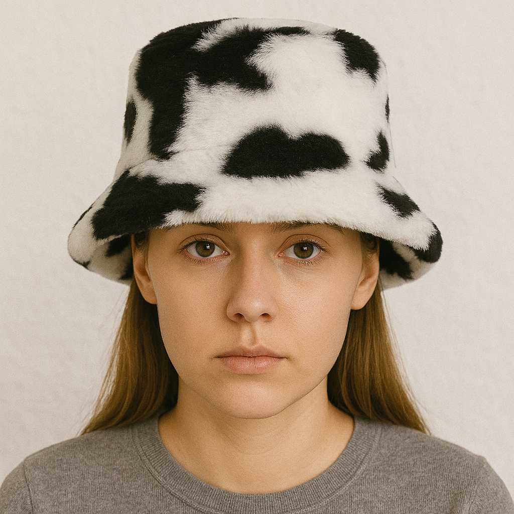 Une femme porte le Bob Fourrure Vache