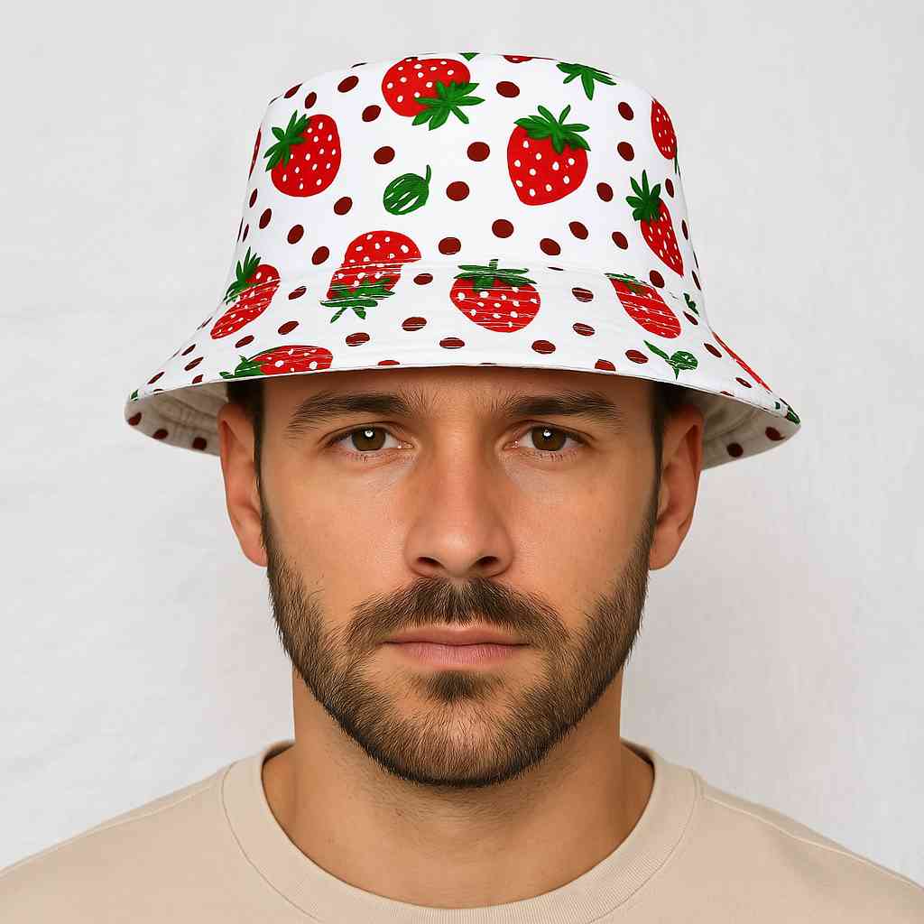 Un homme porte le Bob Fraise