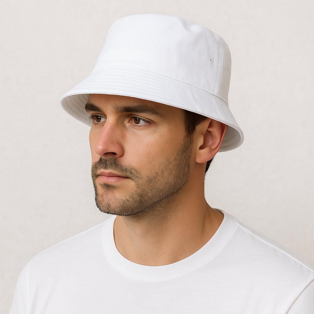 Un homme porte le Bob Blanc Homme.