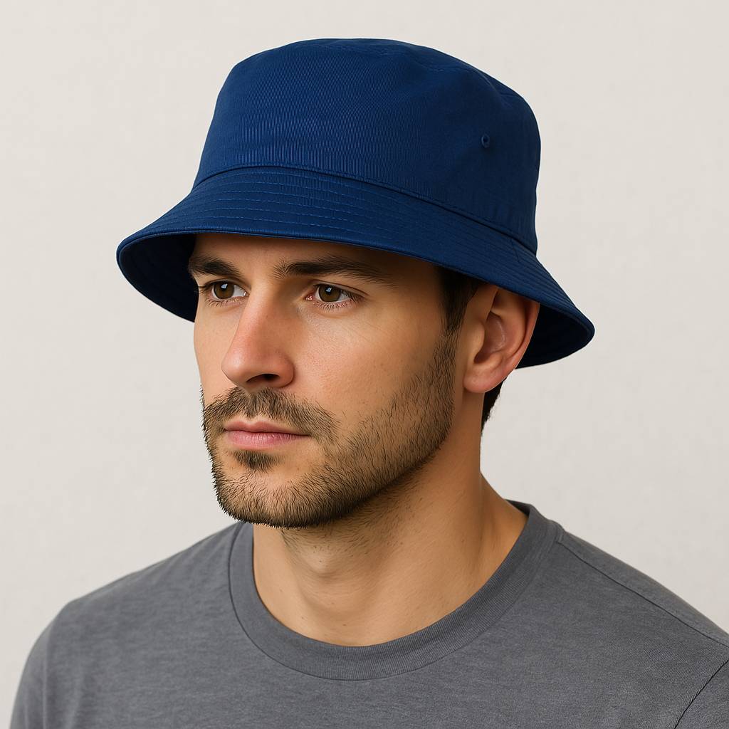 Un homme porte le Bob Bleu Marine.