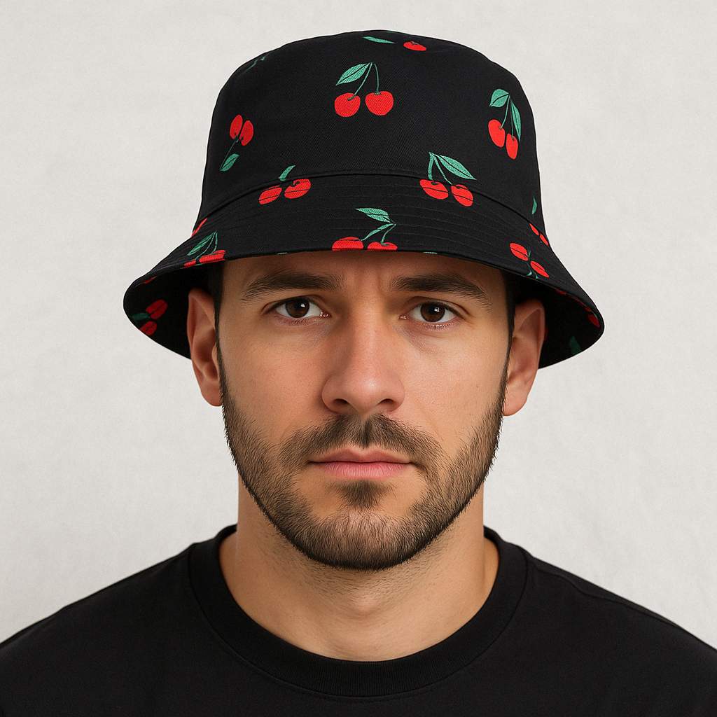 Un homme porte le Bob Cerise Réversible