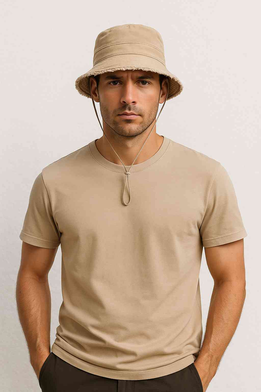 Un homme porte le Bob Homme Été Beige