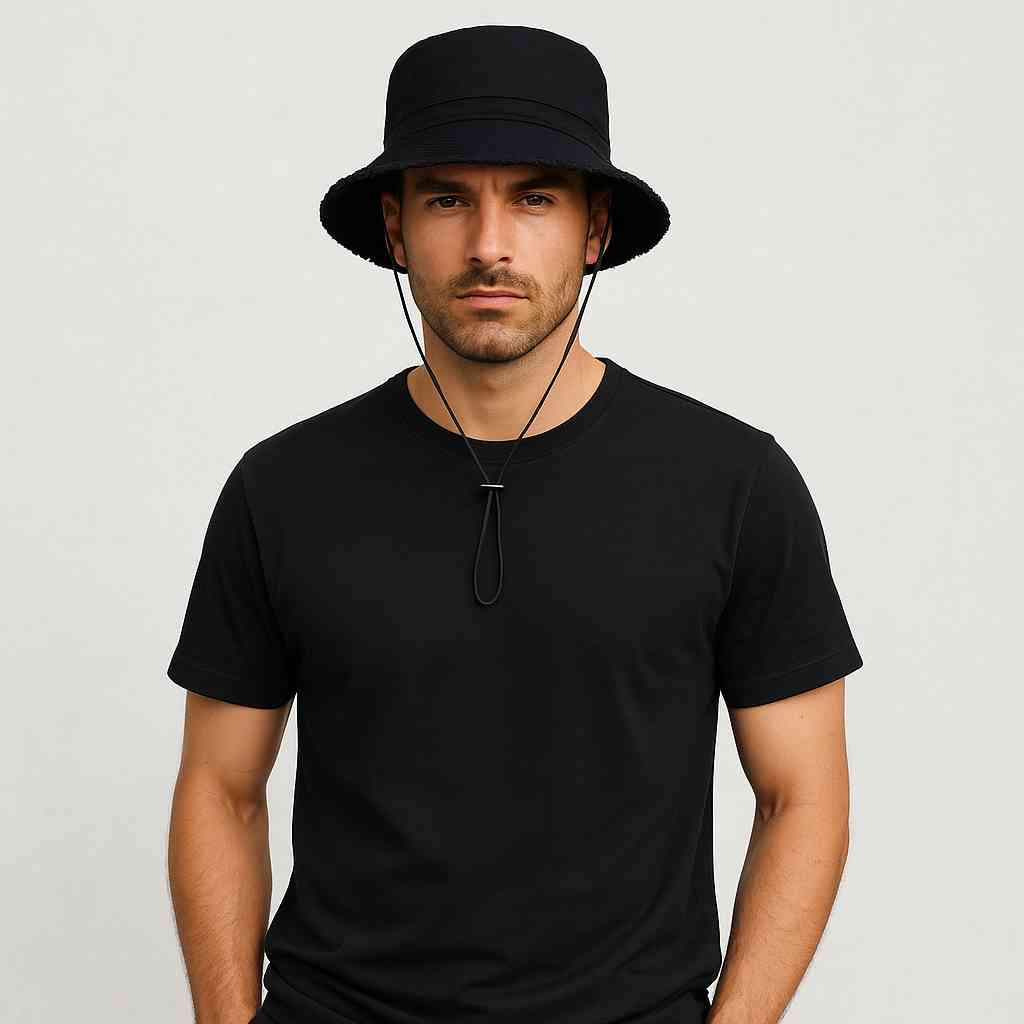 Un homme porte le Bob Homme Été Noir