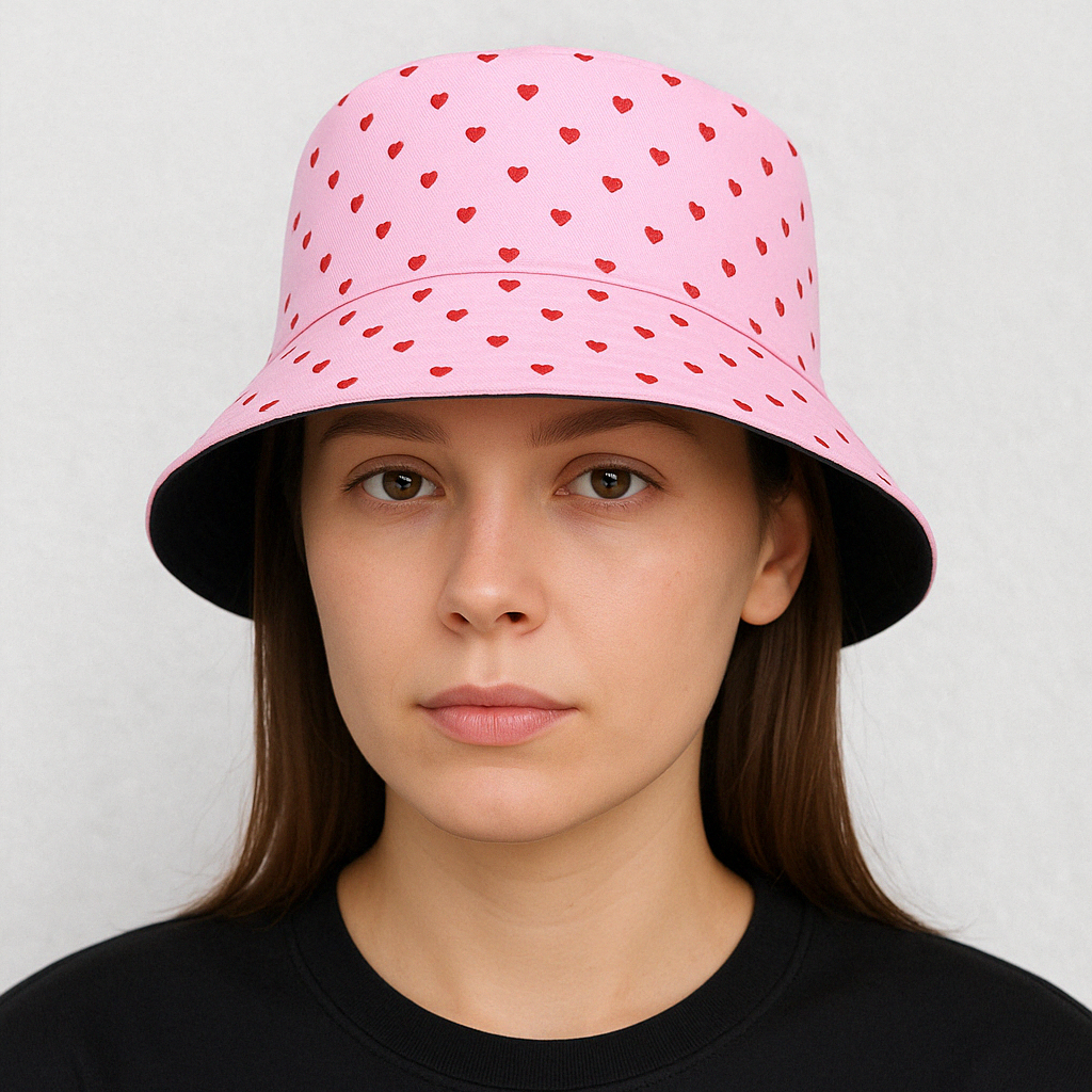 Une femme porte le Bob Réversible Cœur