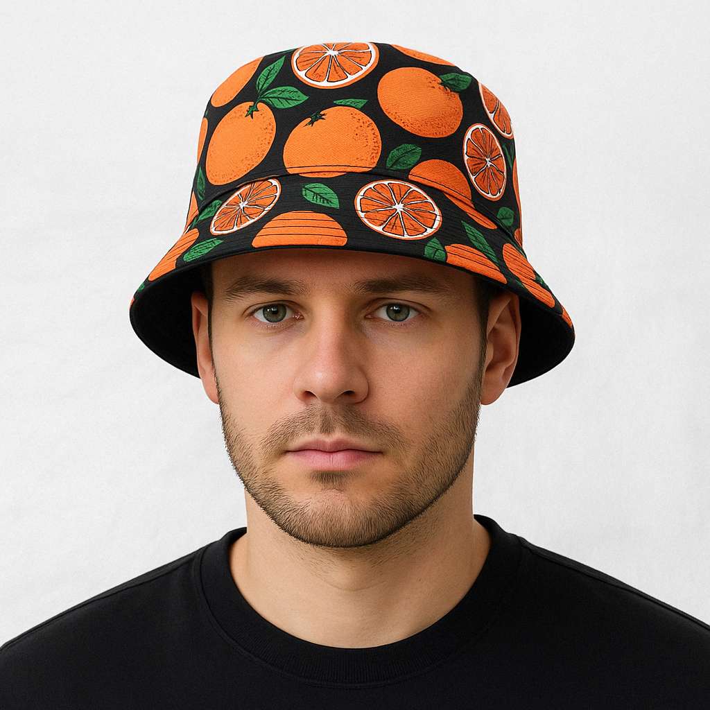 Un homme porte le Bob Réversible Orange