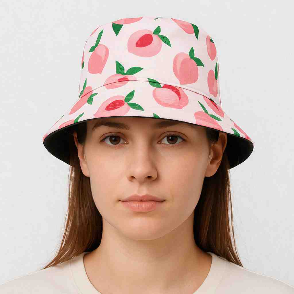 Une femme porte le Bob Réversible Pêche
