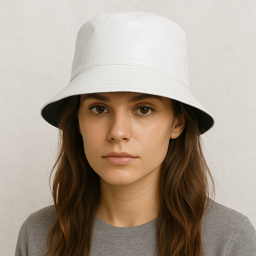 Une femme porte le Bob de Pluie Blanc