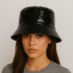 Une femme porte le Bob de Pluie Noir