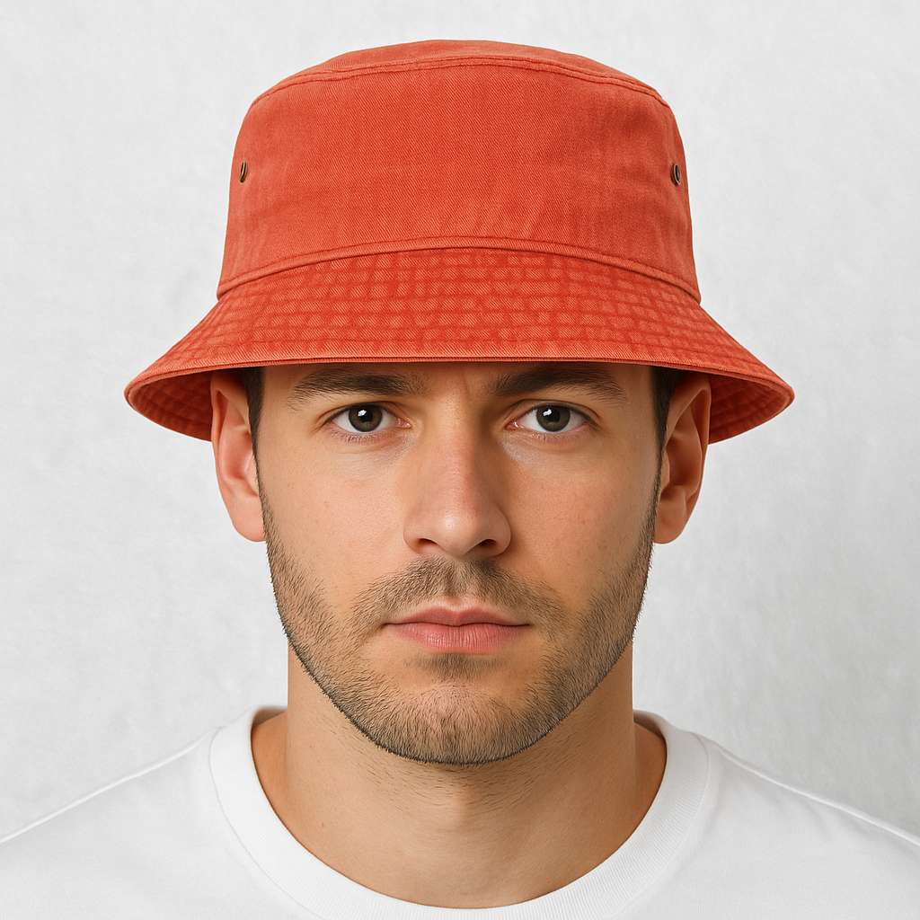 Un homme porte le Bob en Jean Orange