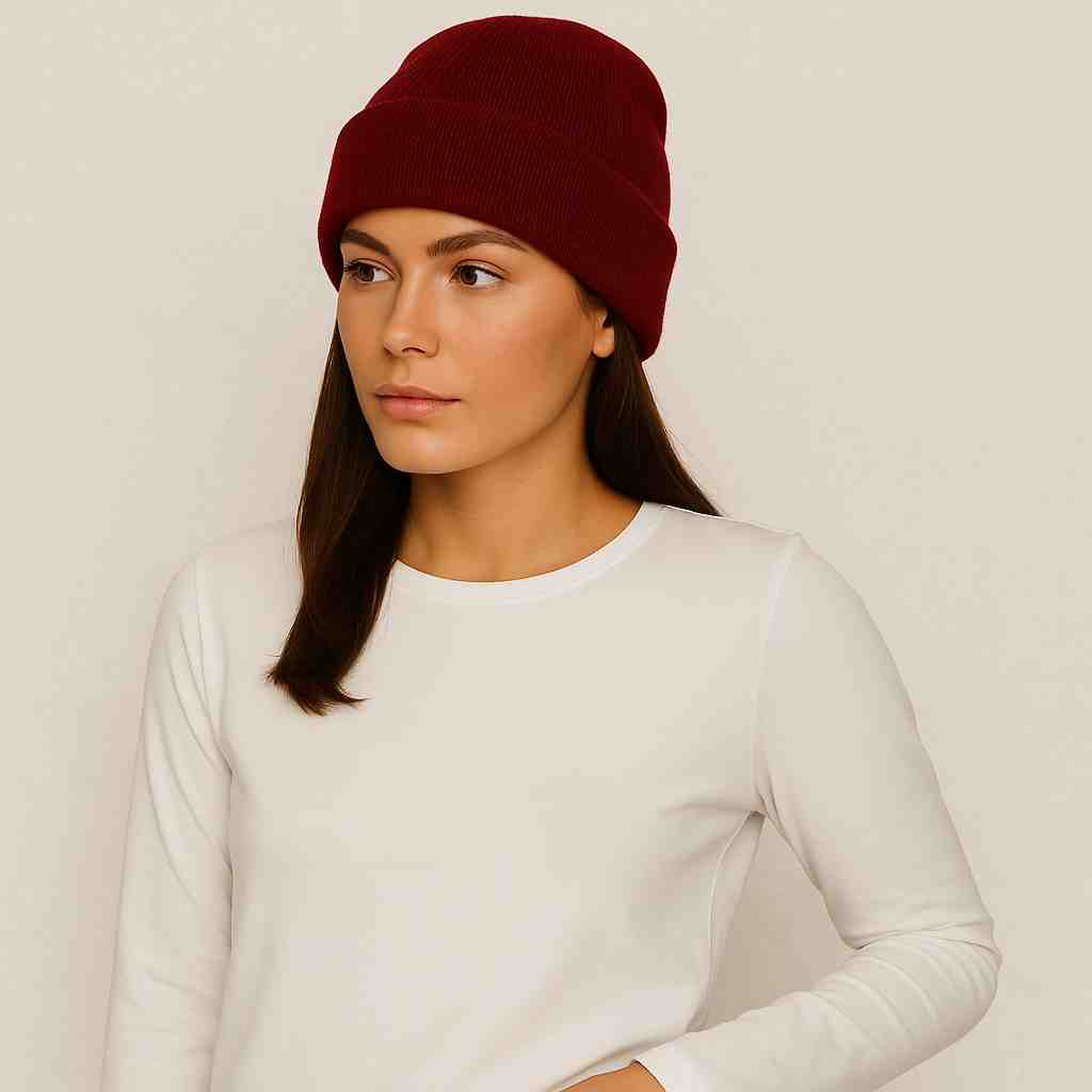 Une femme porte le Bonnet Bordeaux