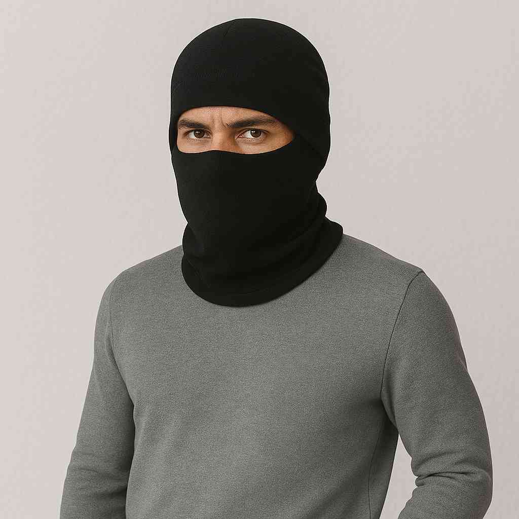 Un homm porte le Bonnet Cagoule Noir