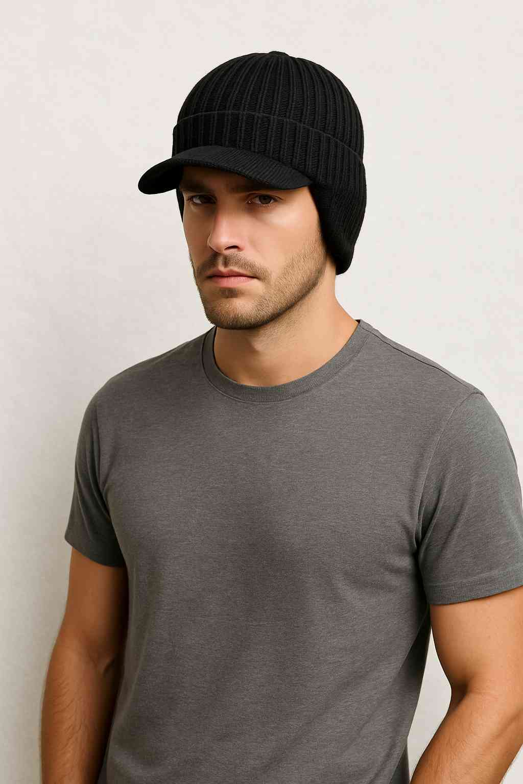 Un homme porte le Bonnet Casquette Cache Oreille Noir
