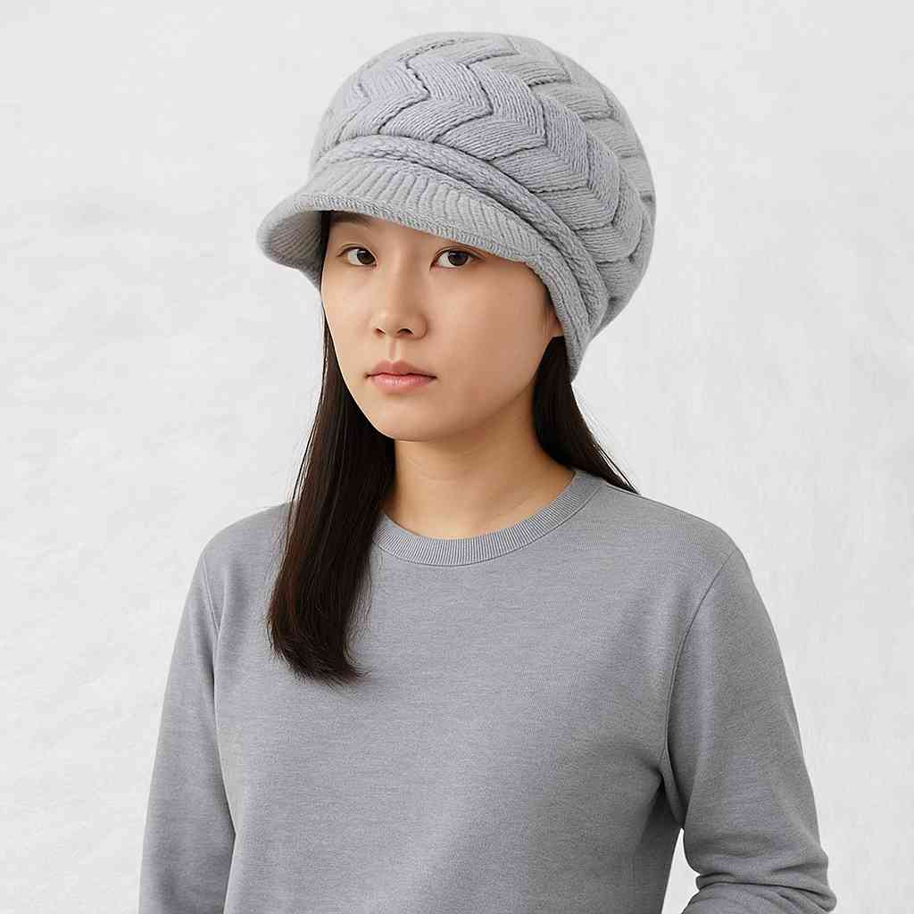 Une emme pote le Bonnet Casquette Femme Gris