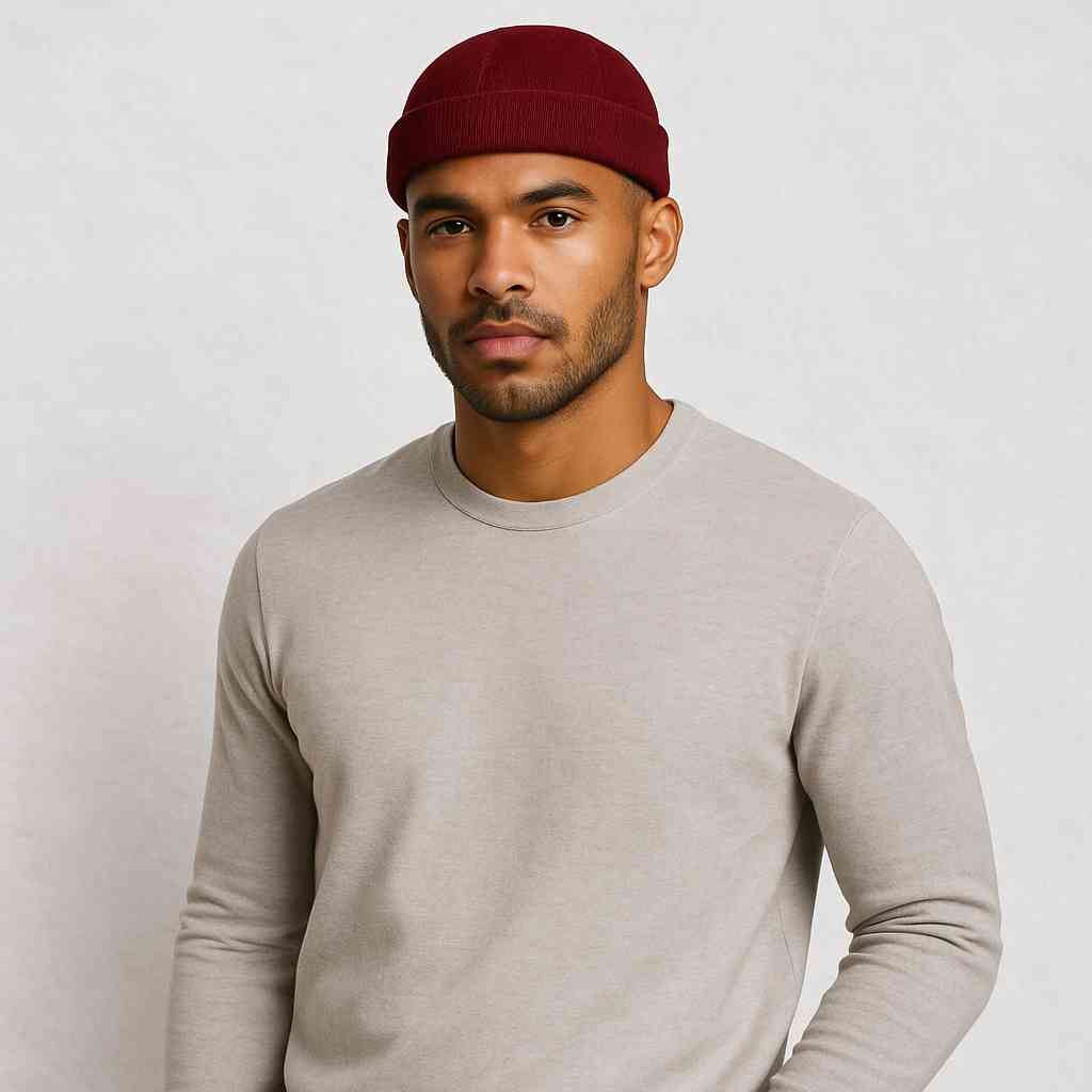 Un homme porte le Bonnet Docker Bordeaux