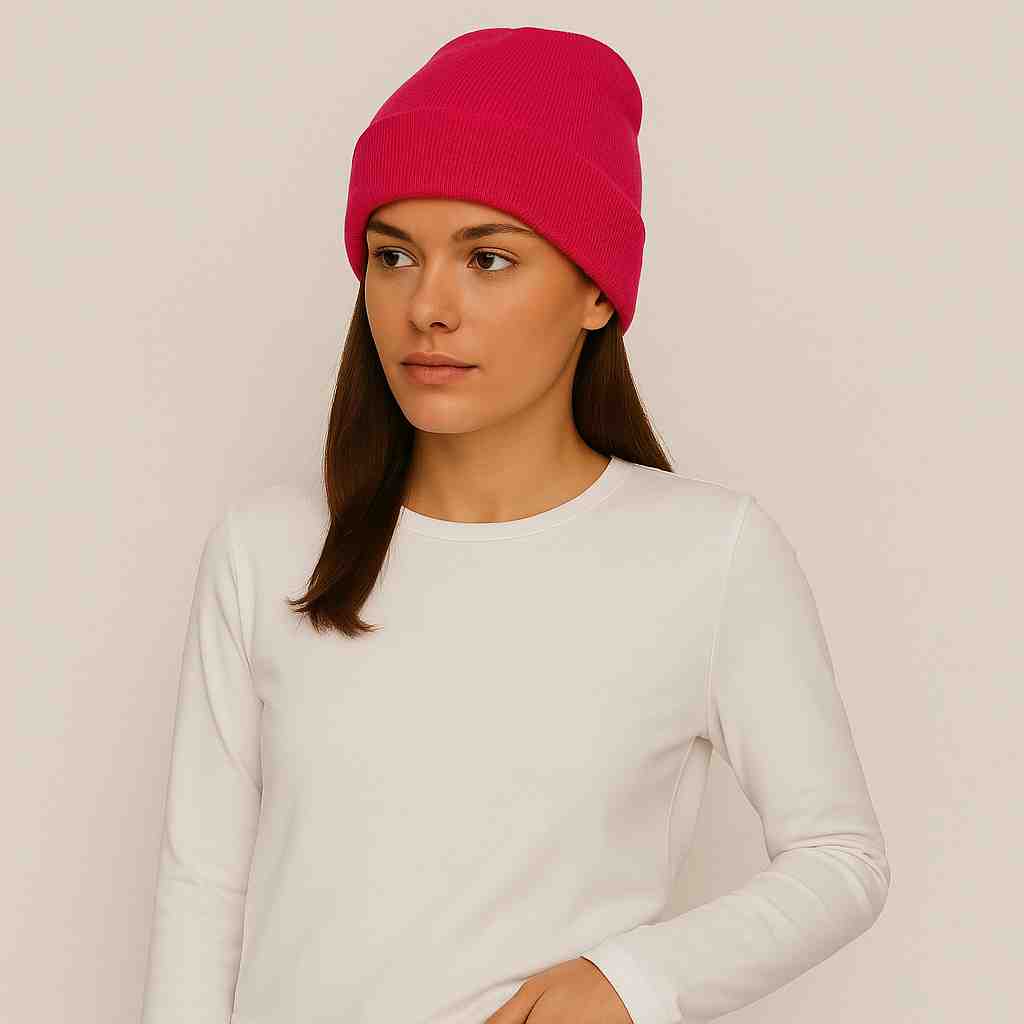 Une emme porte lke Bonnet Rose Fushia