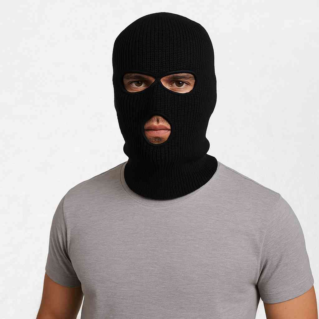 Un homme porte le Cagoule 3 Trous Noire