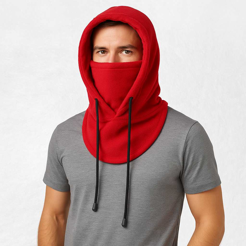 Un homme porte la Cagoule Capuche Rouge