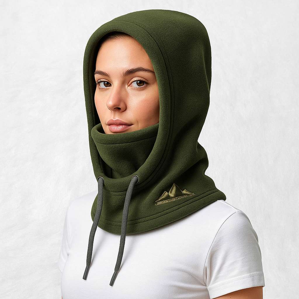 Une femme porte la Cagoule Capuche Ski Verte