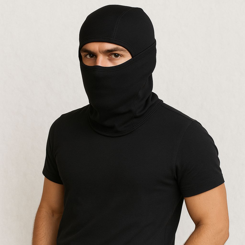 Un homme porte la Cagoule Ski Noire