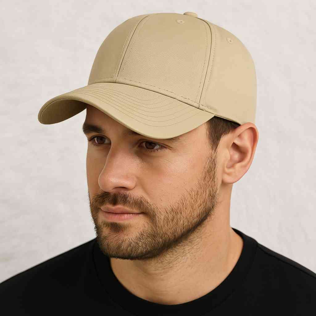 Un homme porte la Casquette Grande Taille Beige