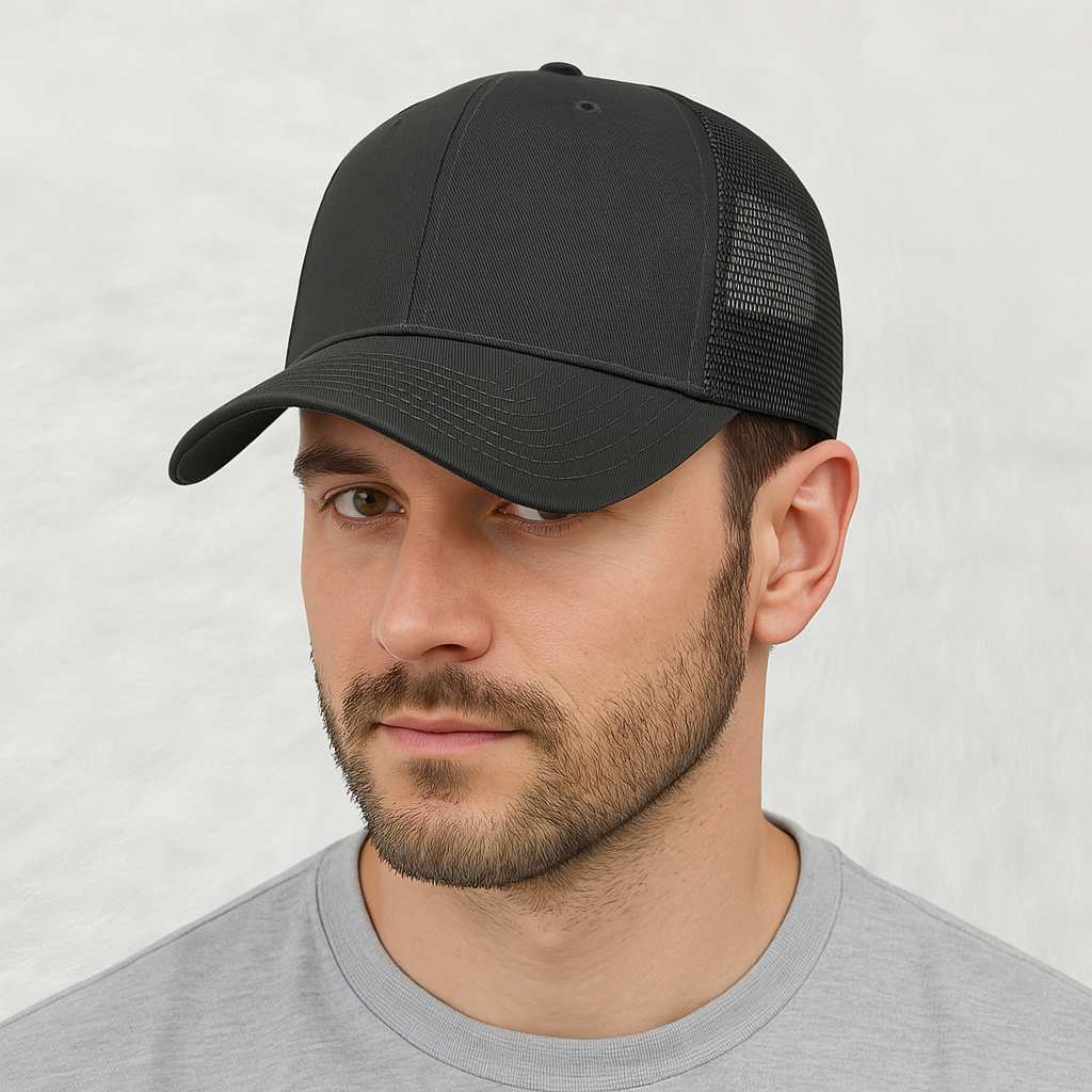Un homme porte la Casquette Trucker Grande Taille vert