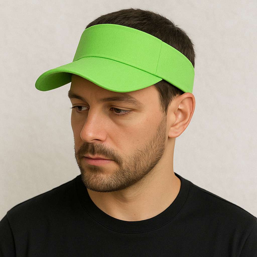 Un homme porte le Casquette Visière Vert Fluo