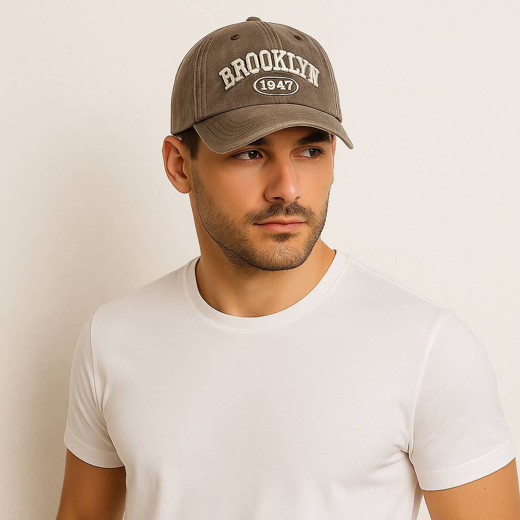 Un homme porte la Casquette Américaine Brooklyn Café