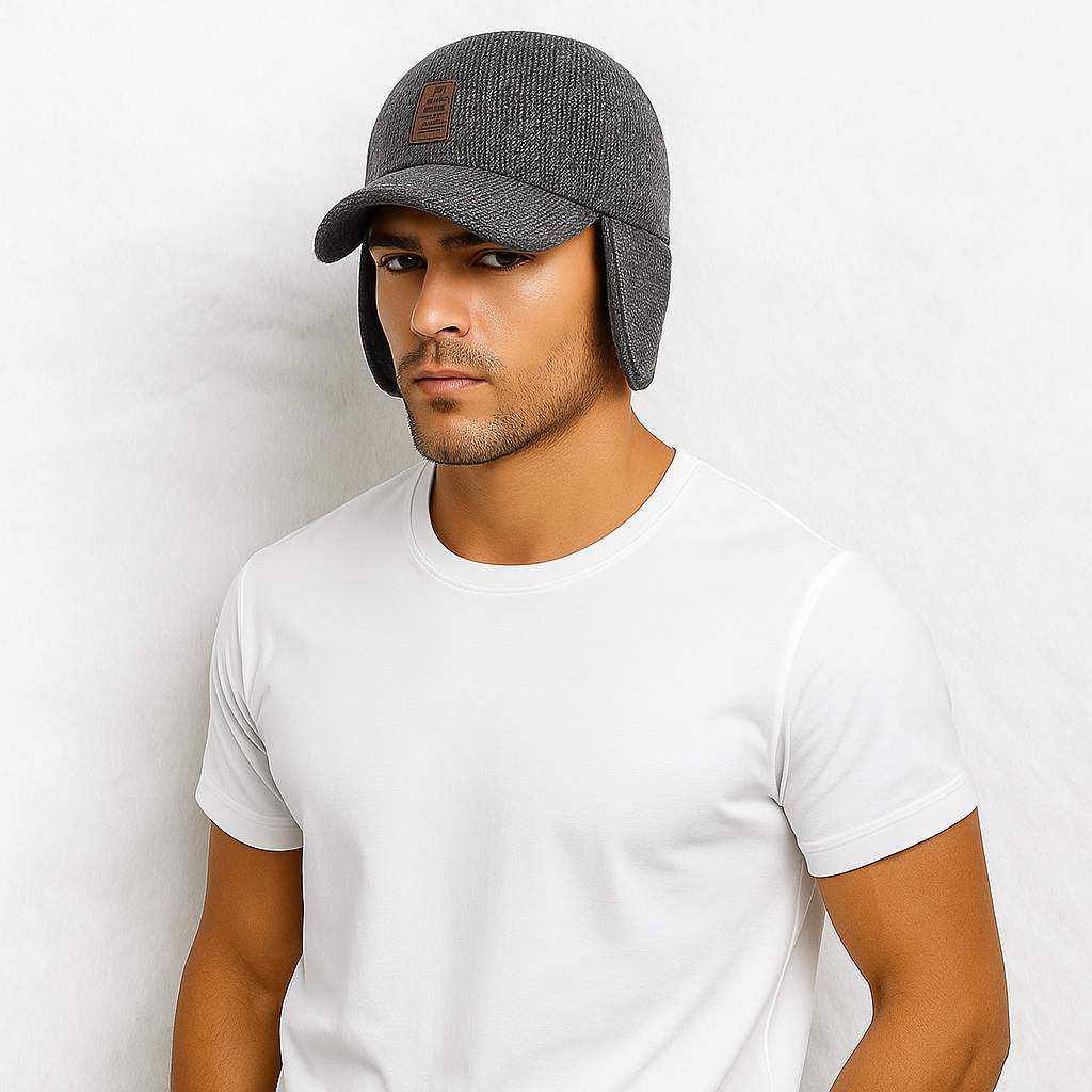 Un homme porte la Casquette Cache Oreille Grise