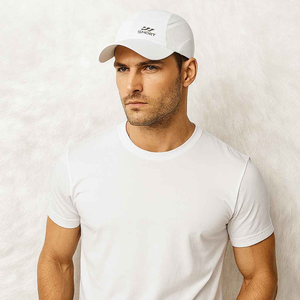 Un homme porte la Casquette Course à pied homme blanche