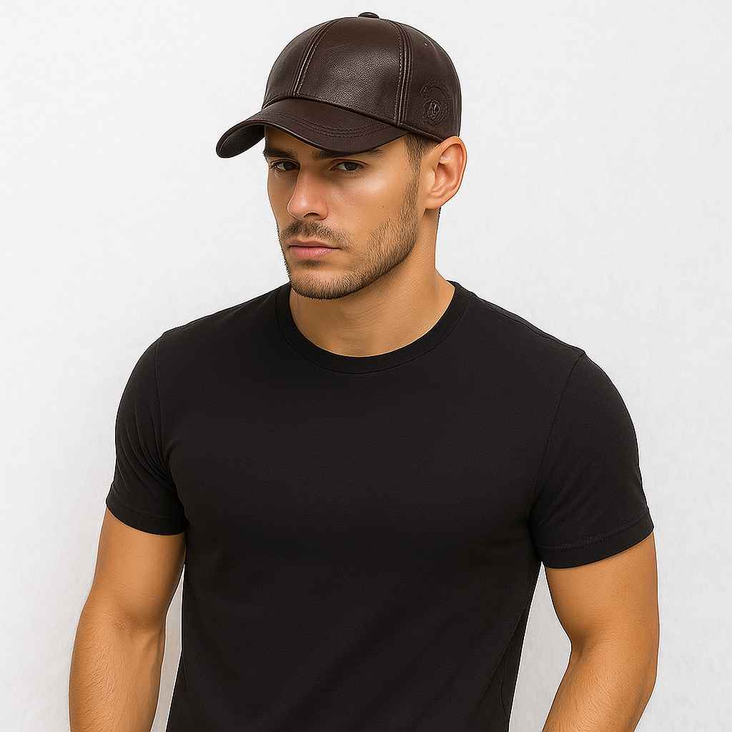 Un homme pote la Casquette Cuir 1994 Café.