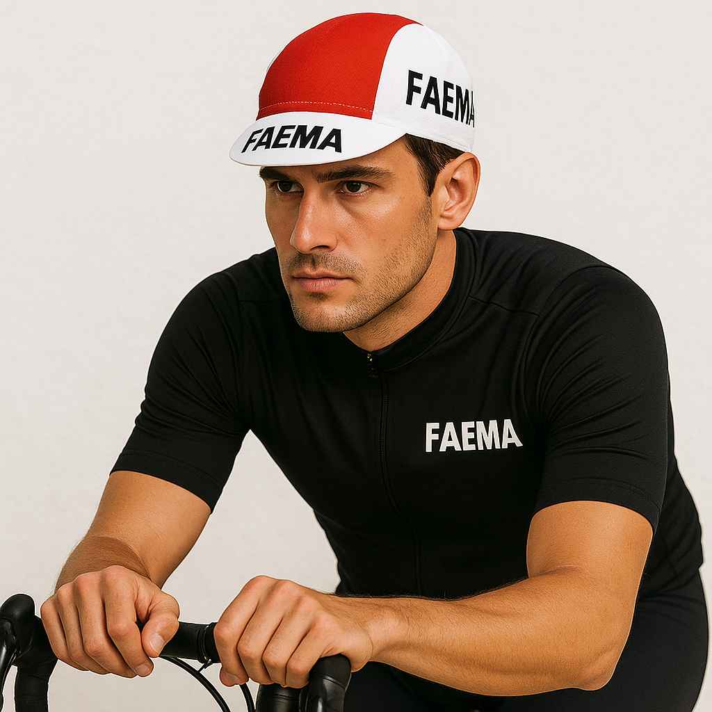 Un homme porte la Casquette Cyclisme Faema