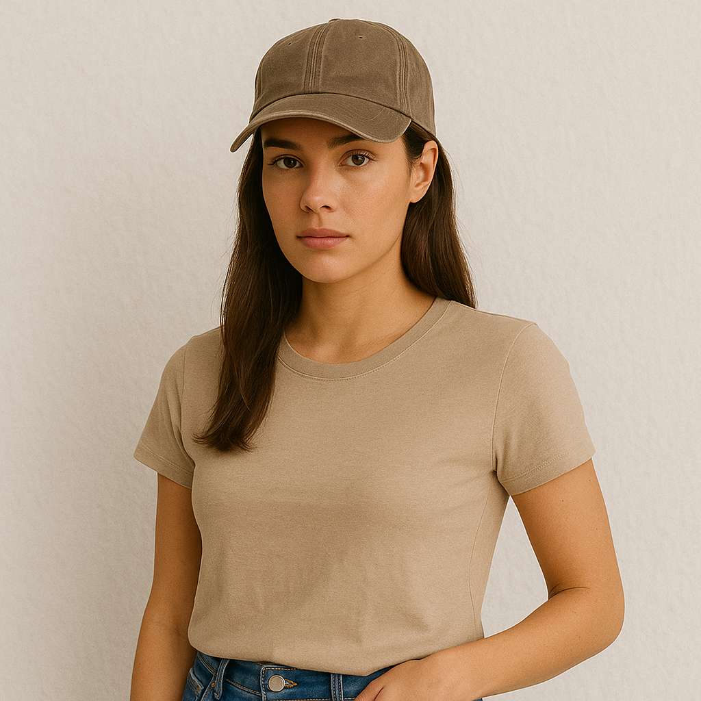 Une femme porte la Casquette Femme Été Marron