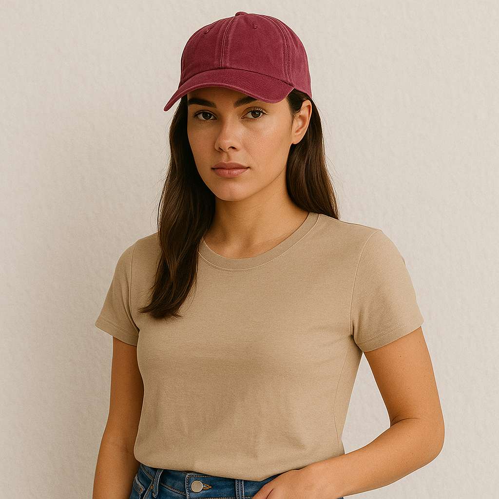 Une femme porte la Casquette Femme Été Rouge