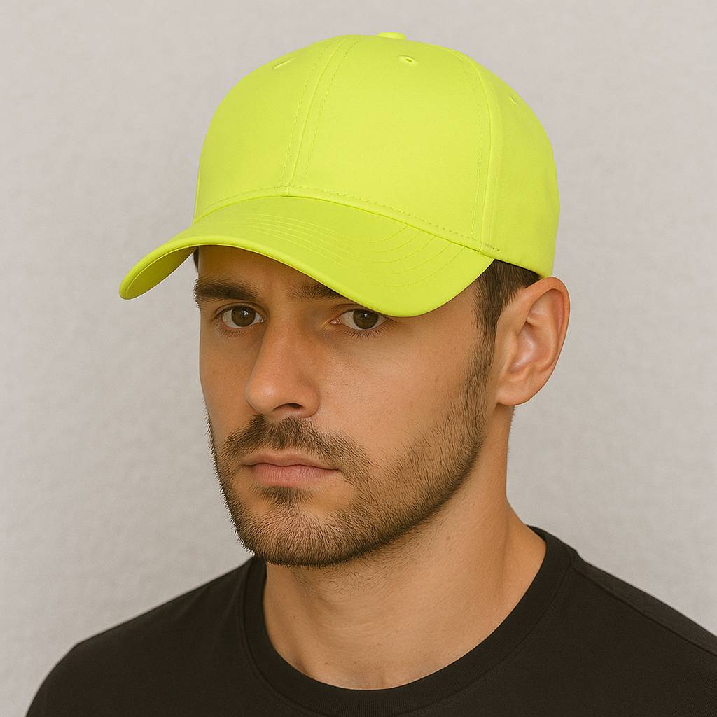Un homme porte la Casquette Fluo Jaune