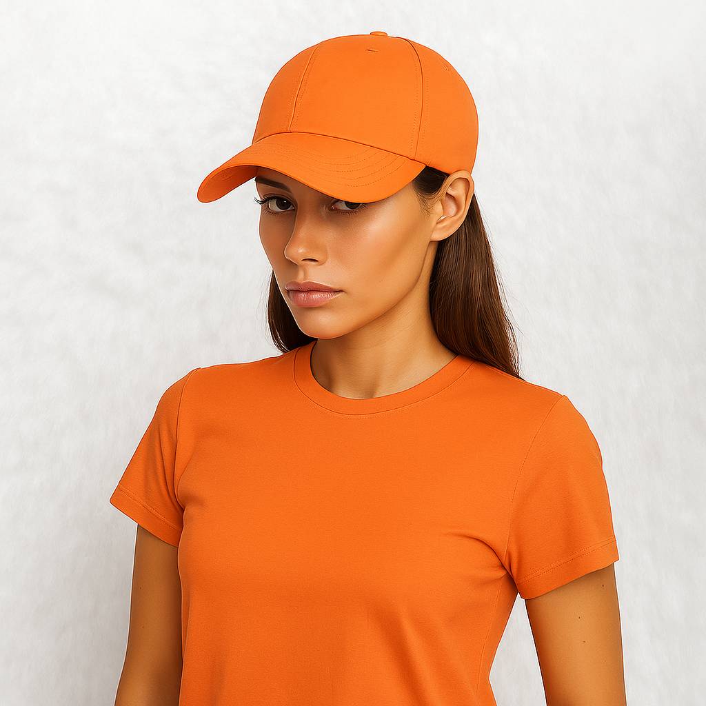 Une femmeporte laCasquette Imperméable Orange