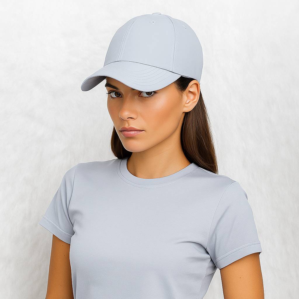 Une femme porte la Casquette Imperméable blanche