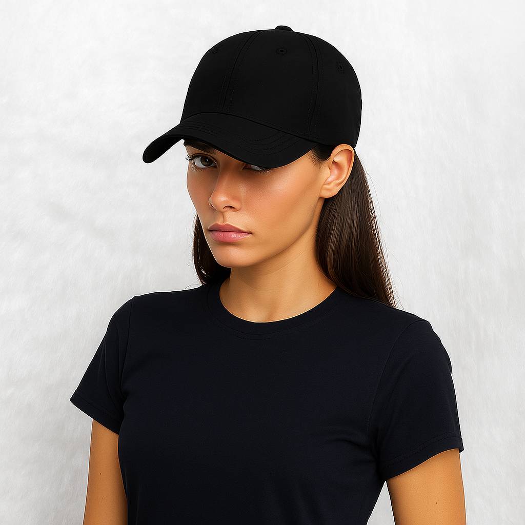 Une femme porte la Casquette Imperméable noir
