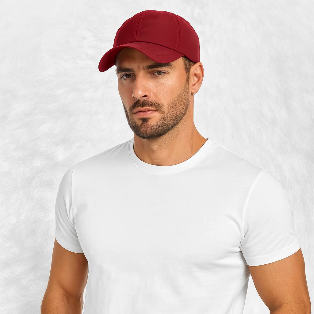 Un homme porte la Casquette Imperméable rouge