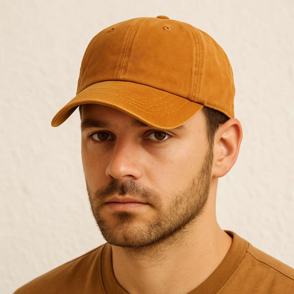 Un homme porte la Casquette Jean Orange