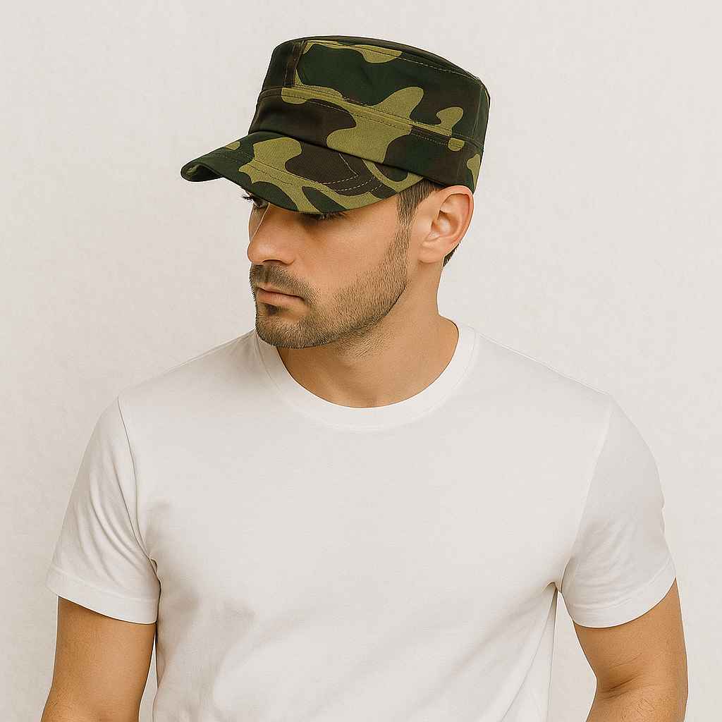 Un homme porte la Casquette Militaire Vintage Armée