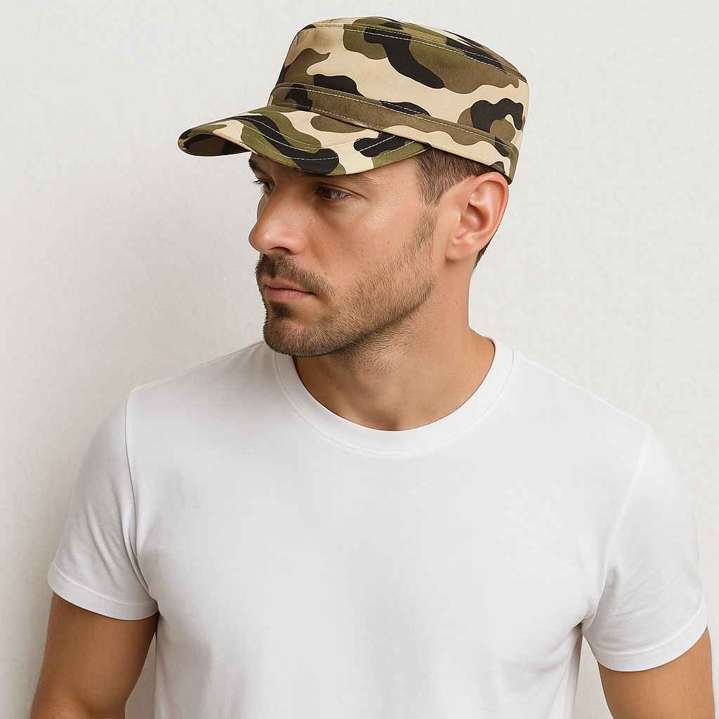 Un homme porte la Casquette Militaire Vintage Safari