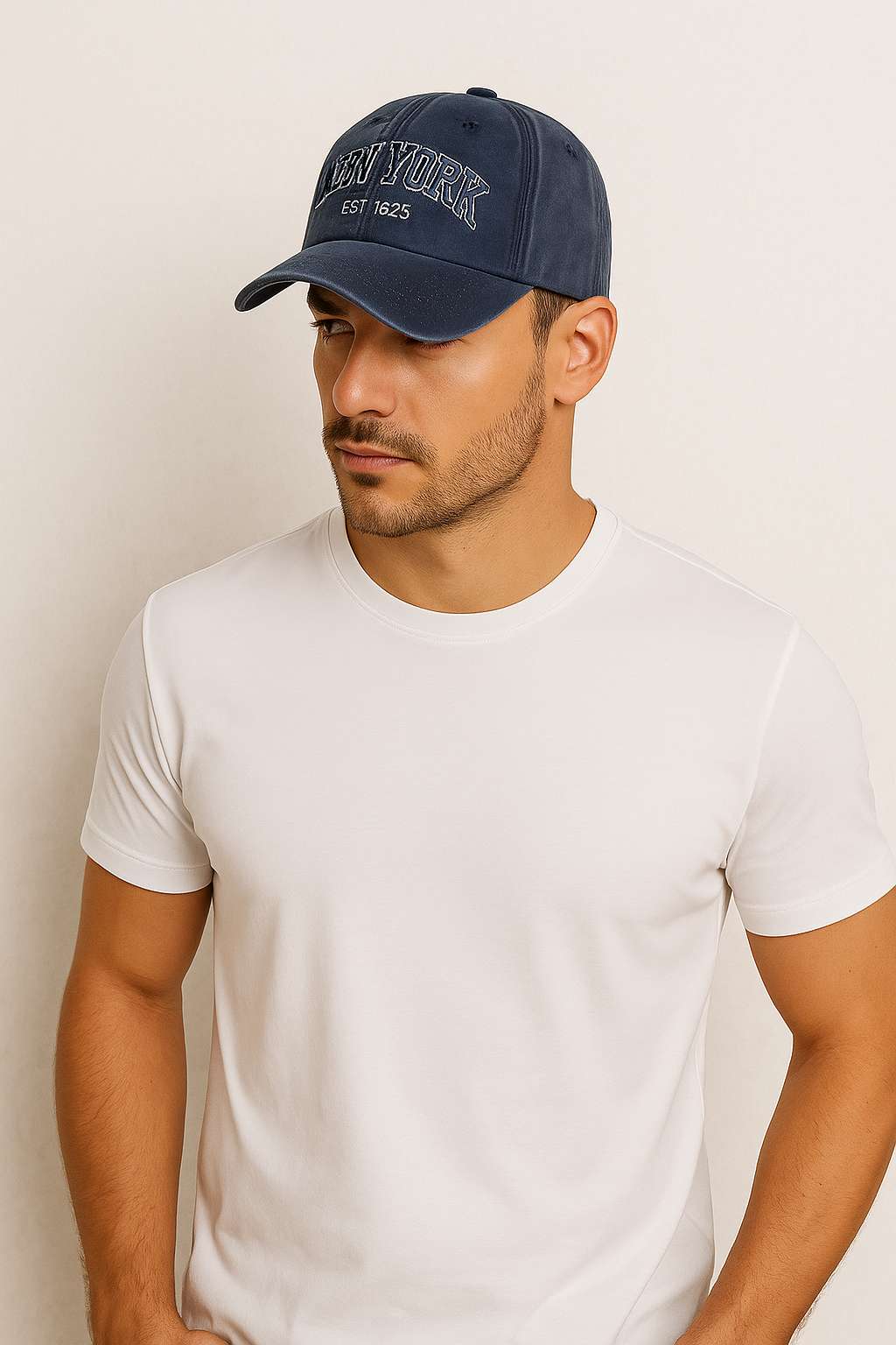 Un homme porte la Casquette New York Marine