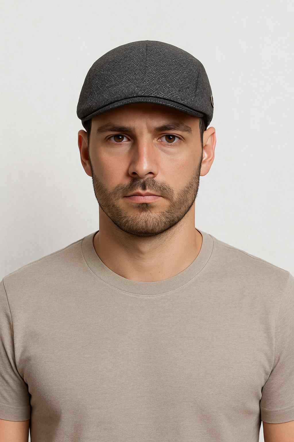 Un homme porte la Casquette Plate Homme Grise