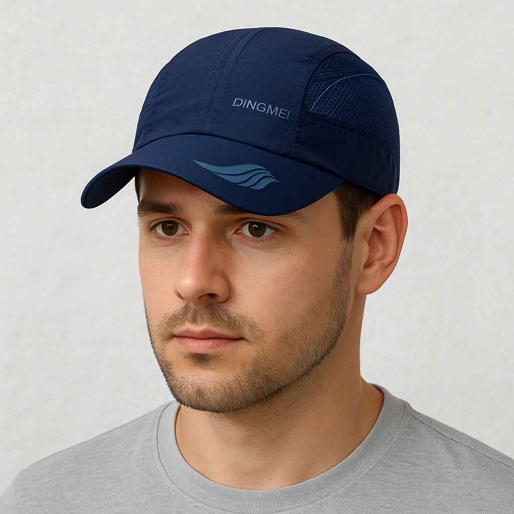 Un homme porte la Casquette Running Bleu