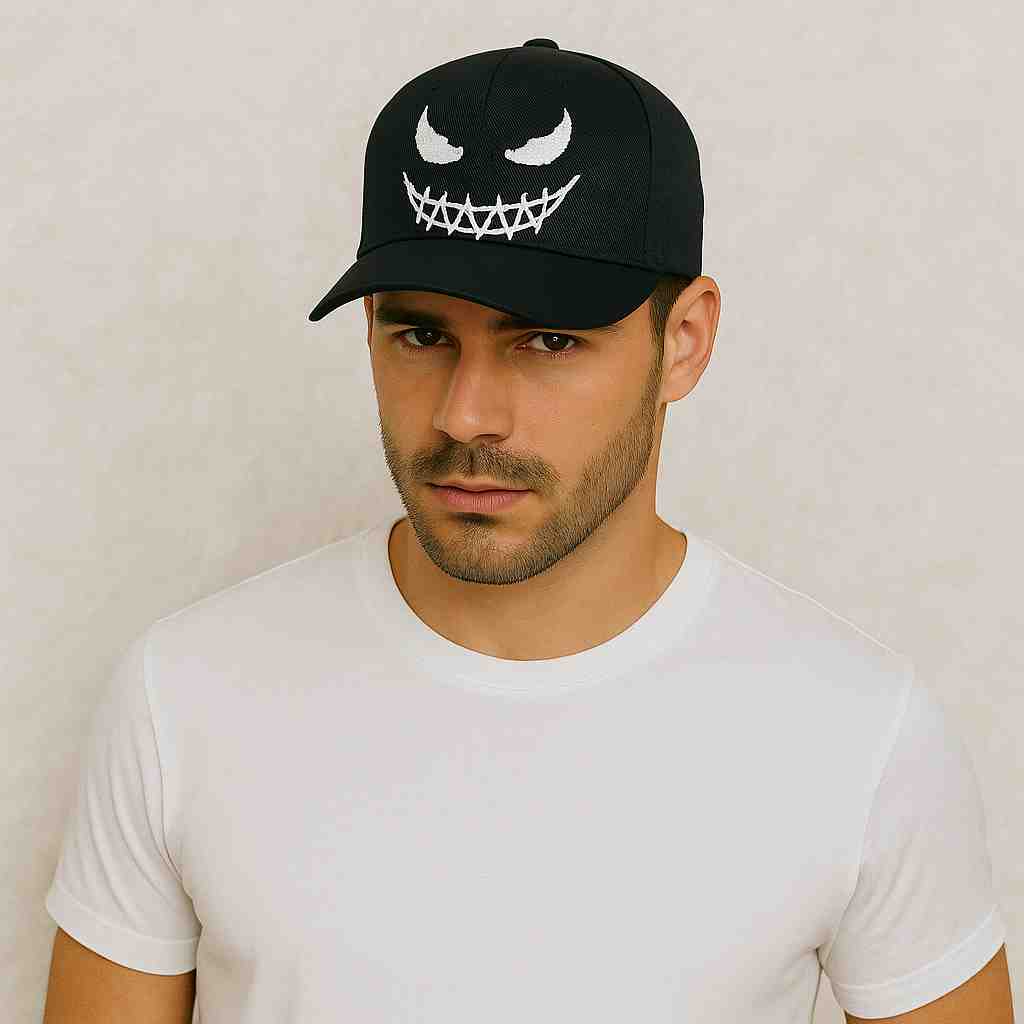 Un homme porte la Casquette Smiley Démon