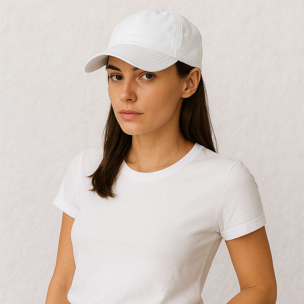 Ue femme porte la Casquette Sport Femme Blanc