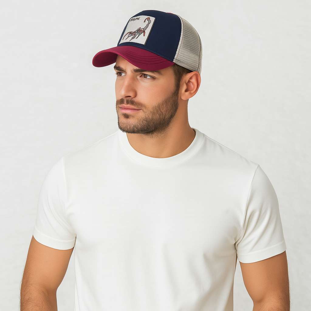 Un homme porte la Casquette Trucker Homme Scorpion