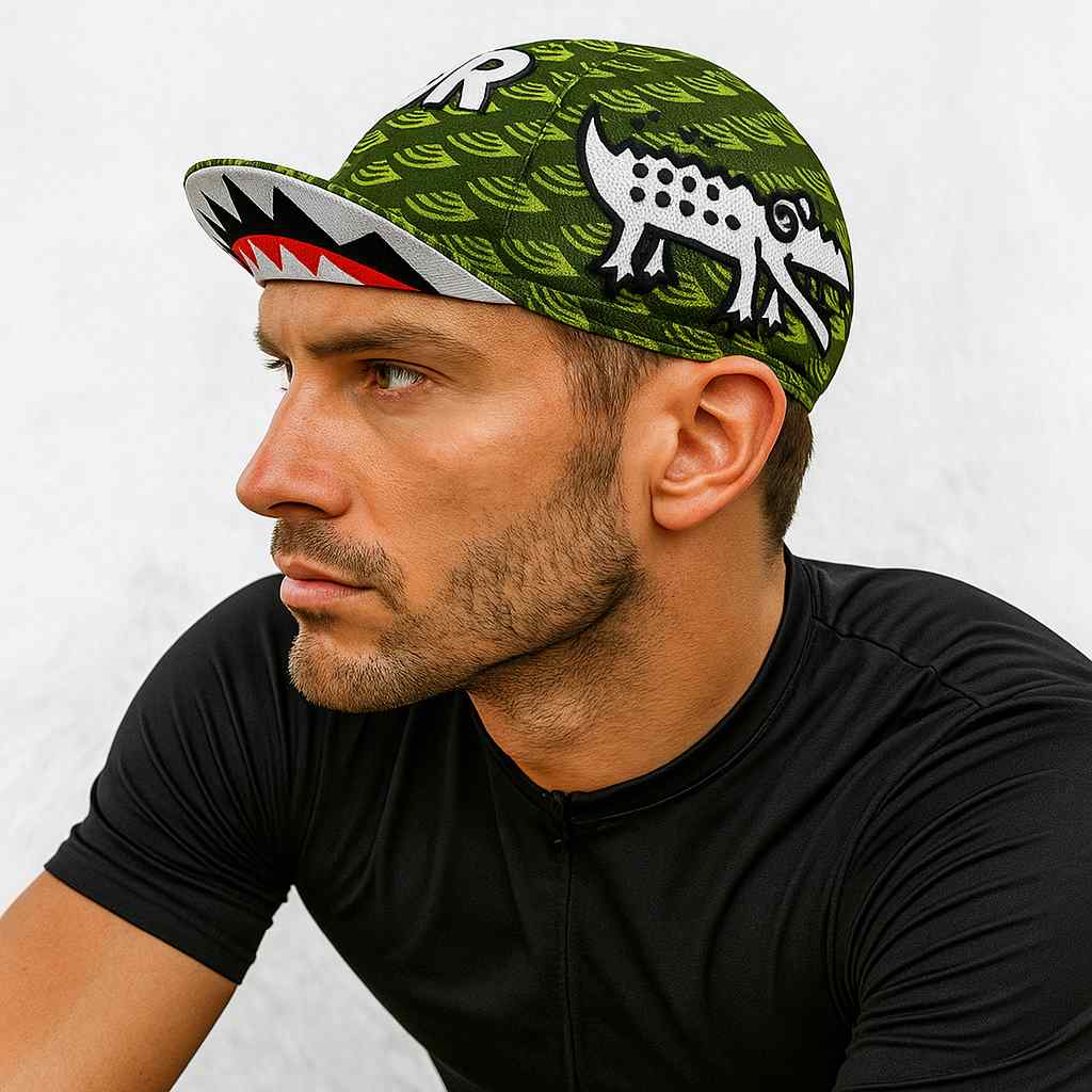 Un homme porte la Casquette Vélo Crocodile