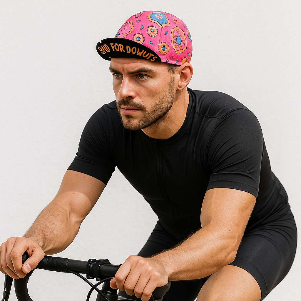 Un homme porte la Casquette Vélo Donut Lover