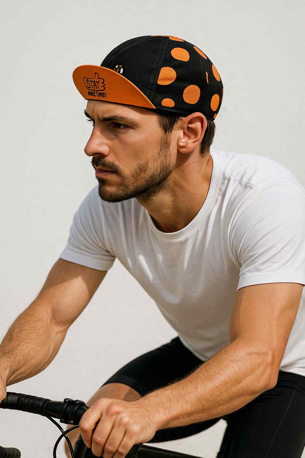 Un homme porte la Casquette Vélo Stay Awesome
